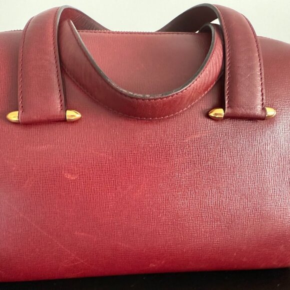Vintage Must de Cartier Burgundy Boston Handbag Gold Hardware - Picture 5 of 12